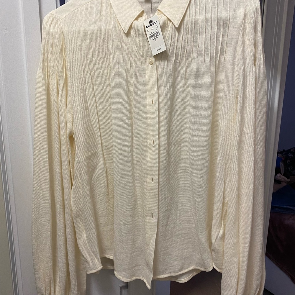 Cream Button-Up Blouse